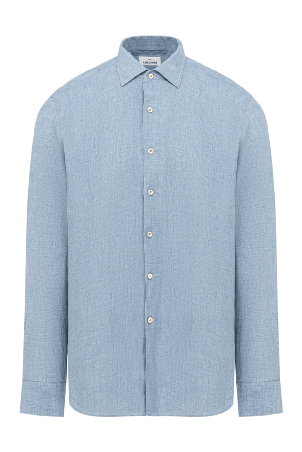 Alessandro Gherardi blue linen shirt with a classic collar and contrasting buttons 194744 - photo 1