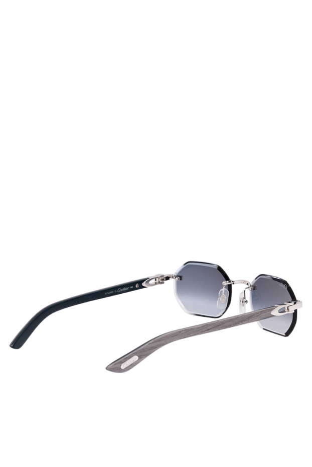 Cartier солнцезащитные очки геометрической формы без оправы с серыми деревянными дужками 194764 - фото 3