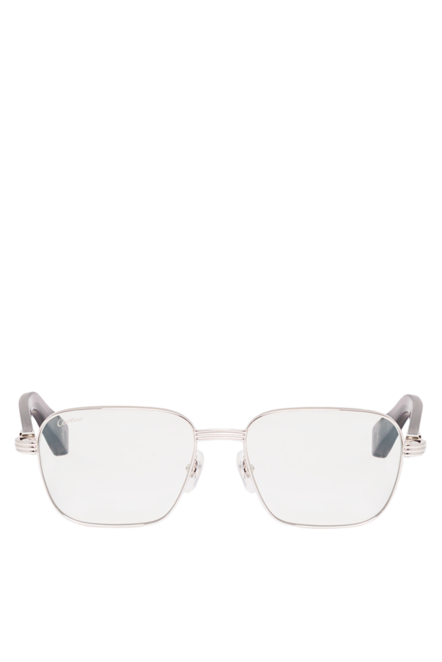 Premiere rectangular metal frame glasses with translucent gray temples - photo 1