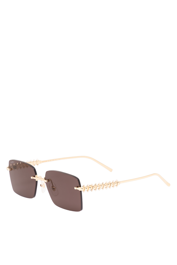 Gold rimless rectangular sunglasses with accent ribbed temples in the Clash de Cartier style - photo 2