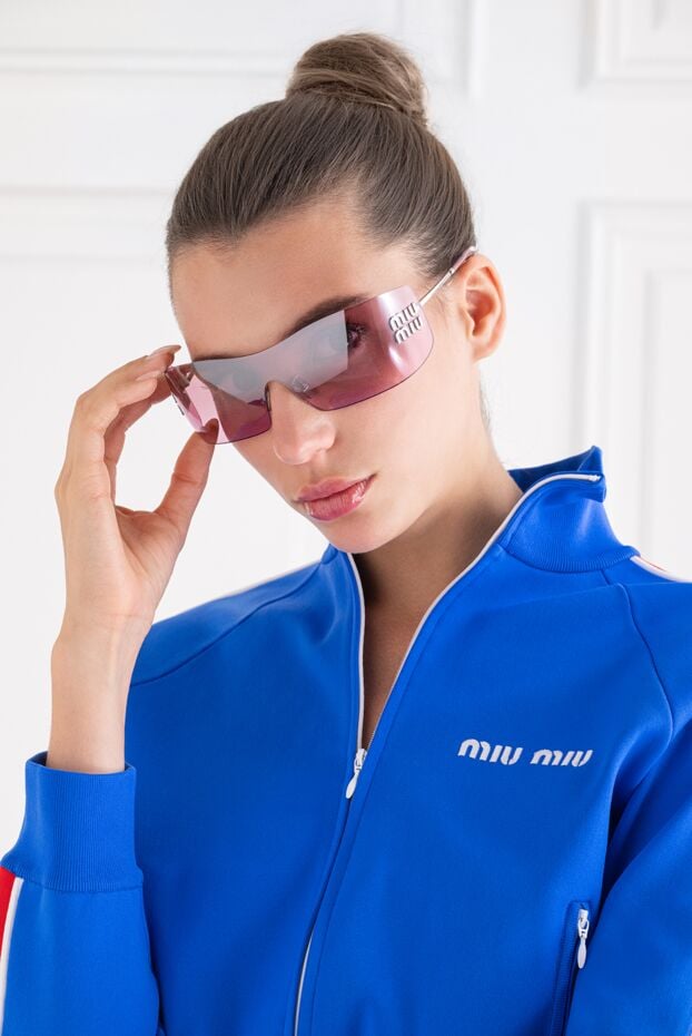 Miu Miu streamlined goggles with a purple panoramic lens and silver monogram 194832 - photo 2
