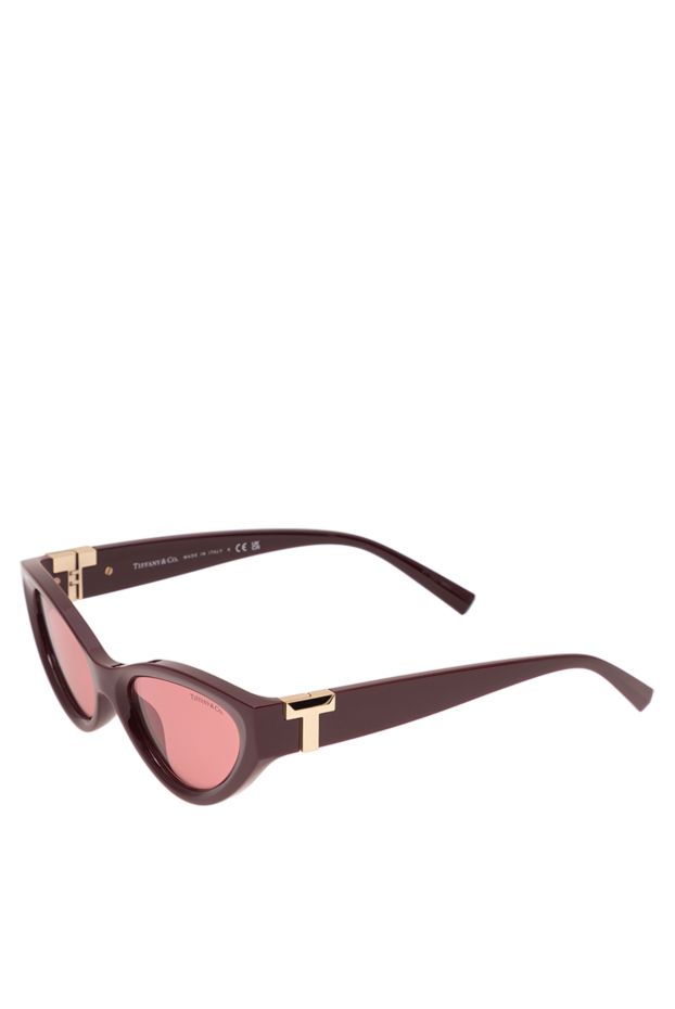 Tiffany&Co солнцезащитные очки формы кошачий глаз в бордовой оправе 194858 - фото 3