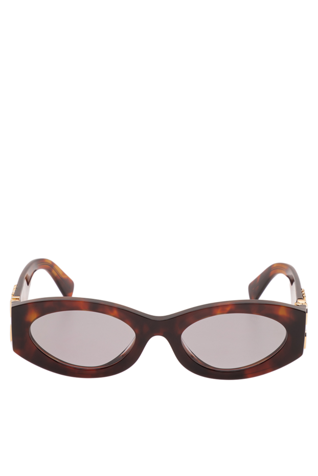Oval tortoiseshell sunglasses with a chunky gold logo and smoked lenses - photo 1