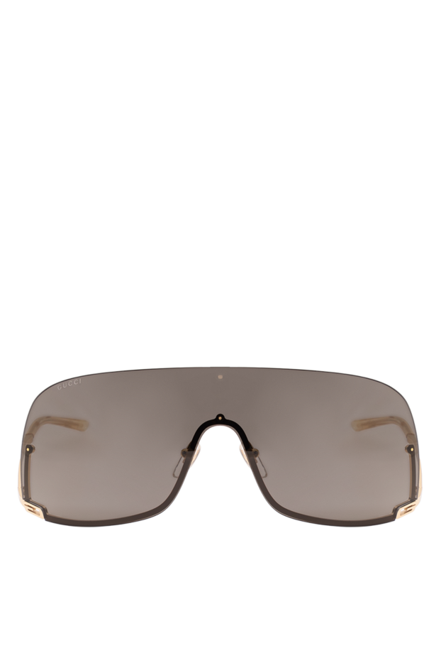 Gucci streamlined goggles with a gold frame and a solid gray screen 194893 - photo 1