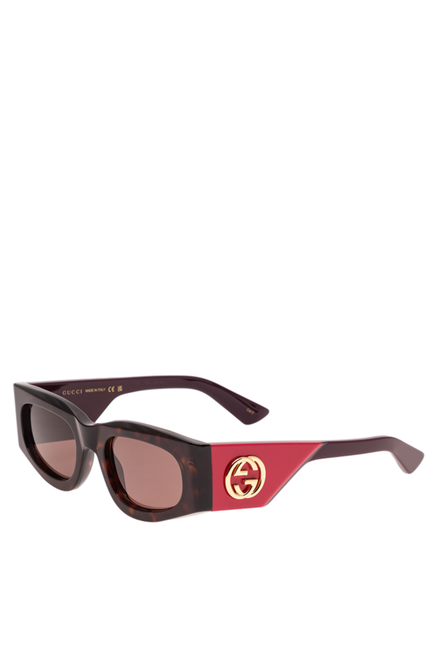 Gucci rectangular tortoiseshell sunglasses with contrasting burgundy temples and gold logo 194897 - photo 3