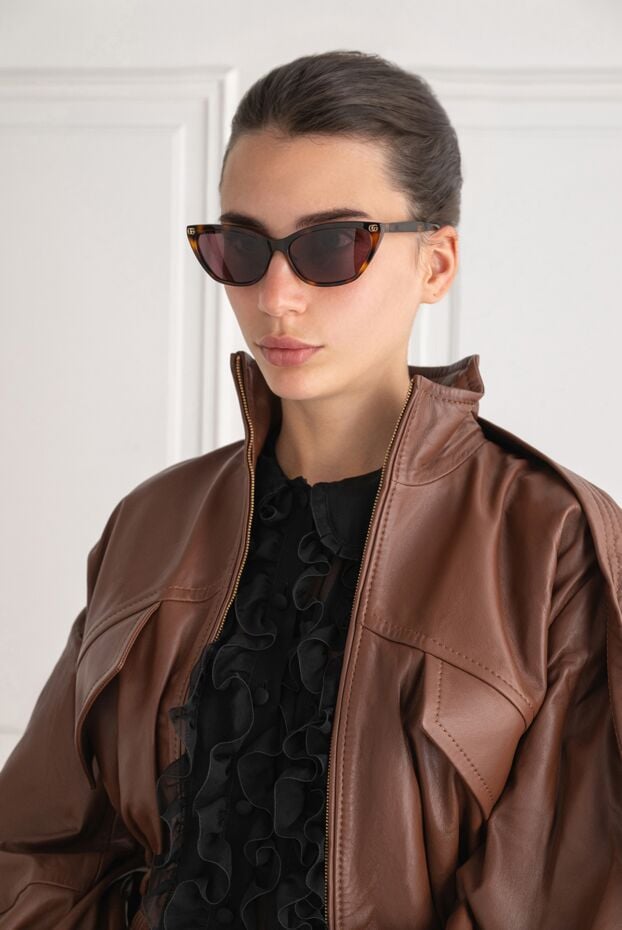 Gucci women's cat eye glasses with tortoiseshell frames and purple lenses 194898 - photo 2