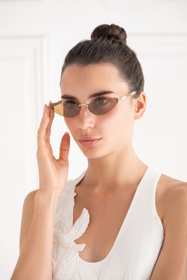 Gucci narrow rimless cat eye sunglasses with pearls 194905 - photo 2