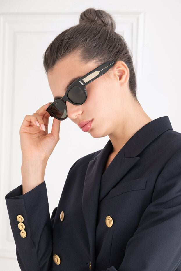 Saint Laurent cat eye sunglasses in tortoiseshell frames with silver plates 194941 - photo 2