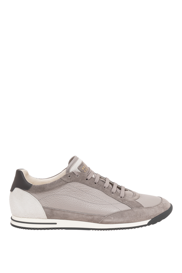 Men's gray sneakers made of genuine leather and suede - photo 1