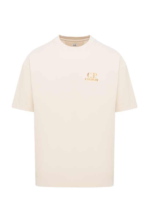 C.P. Company men's beige cotton loose-fitting t-shirt with a gold logo 194976 - photo 1