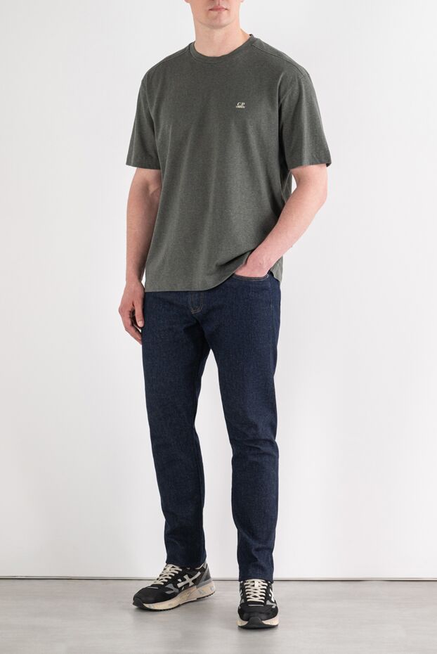 C.P. Company men's grey cotton oversized t-shirt with a distressed effect and logo 194978 - photo 2