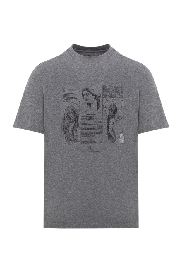 Brunello Cucinelli men's cotton gray t-shirt with artistic antique print 194986 - photo 1