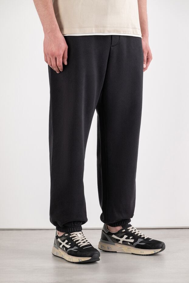 Dolce & Gabbana men's black cotton track pants with branded crest 195004 - photo 3