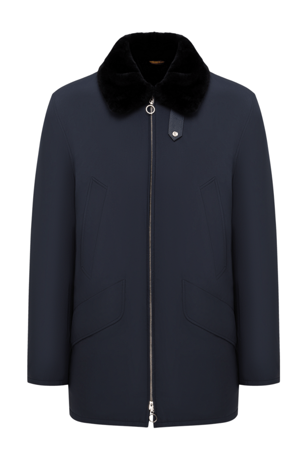 Seraphin men's dark blue fur-lined jacket with a turn-down collar 195059 - photo 1
