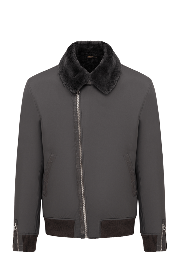 Seraphin men's fur bomber jacket with a slanted zipper and cuffs 195064 - photo 1