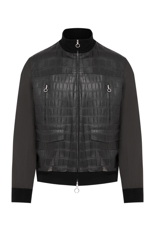 Men's black bomber jacket made of crocodile leather and textile - photo 1