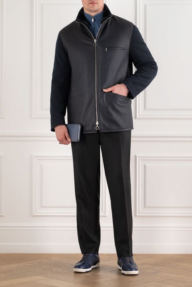 Seraphin combined leather jacket with knitted sleeves and a zipper 195078 - photo 2