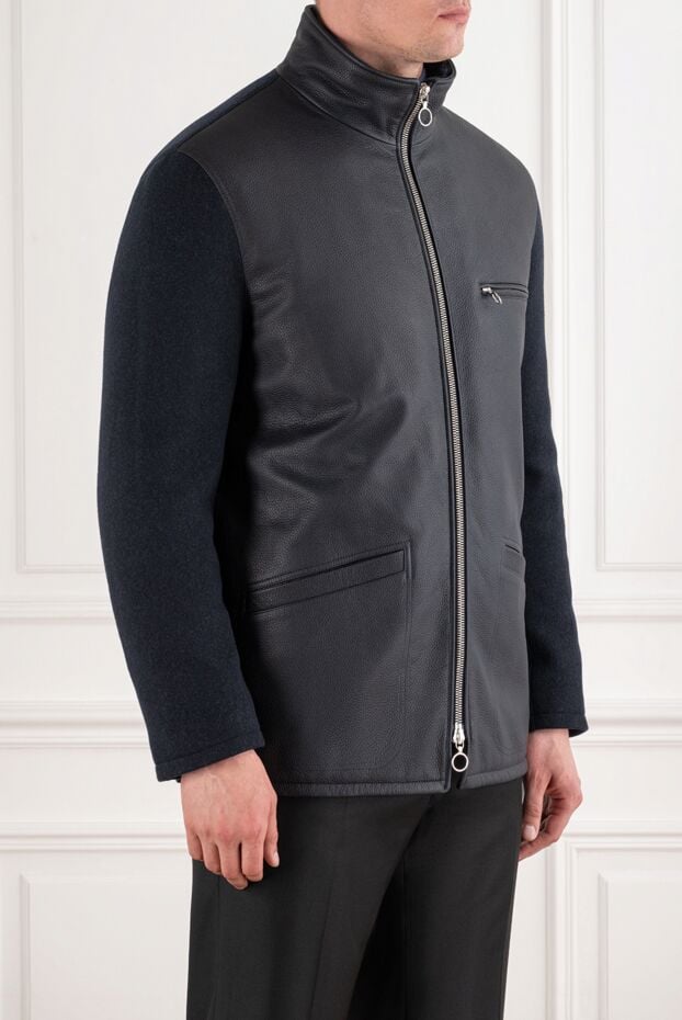 Seraphin combined leather jacket with knitted sleeves and a zipper 195078 - photo 3