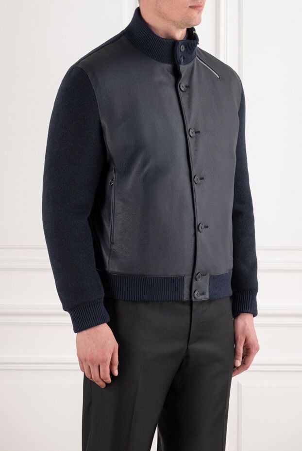 Seraphin leather and cashmere combination bomber jacket with buttons 195079 - photo 3