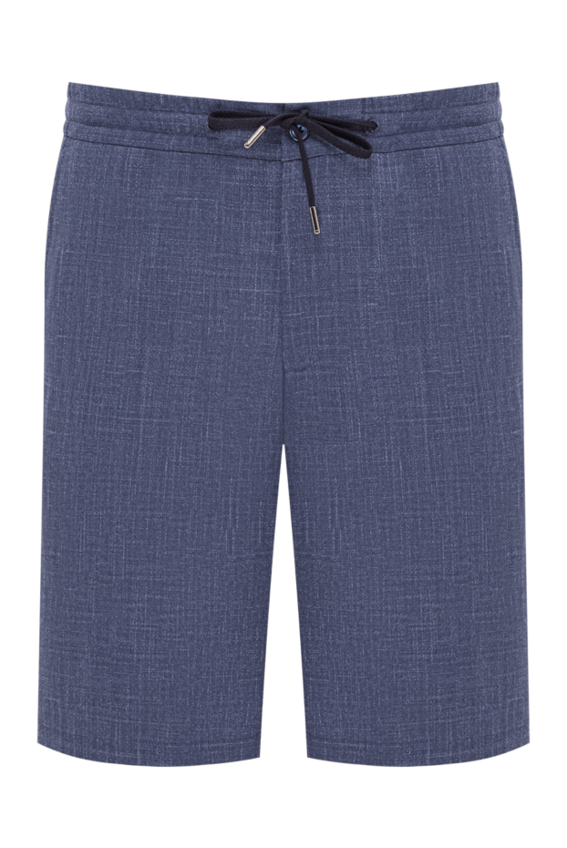 Cesare di Napoli men's textured summer bermuda shorts in blue denim 195084 - photo 1