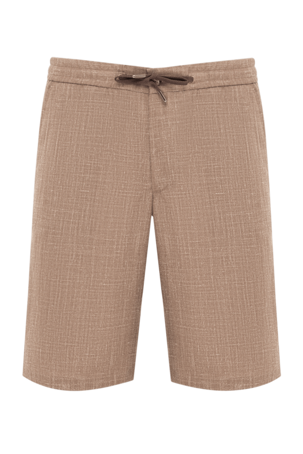 Men's textured summer Bermuda shorts in light brown - photo 1