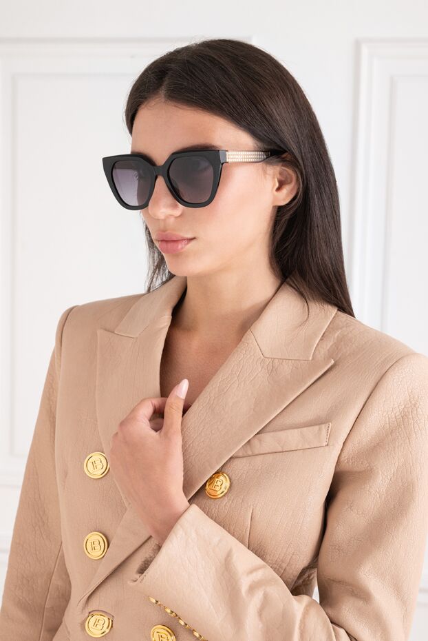 Graphite frame sunglasses with jeweled temples - photo 2