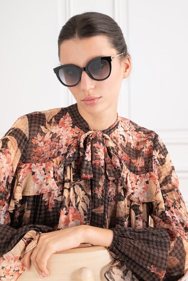 Chopard black sunglasses with round lenses and thin gold temples 195112 - photo 2