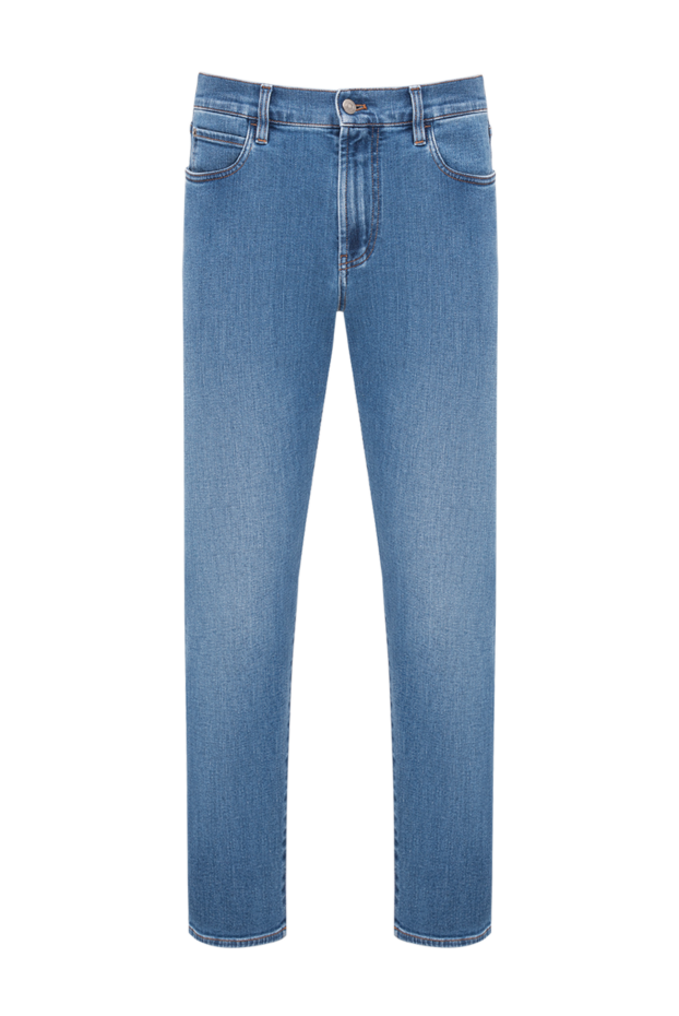 Loro Piana men's straight-leg quarona blue jeans with a simple leather patch 195143 - photo 1