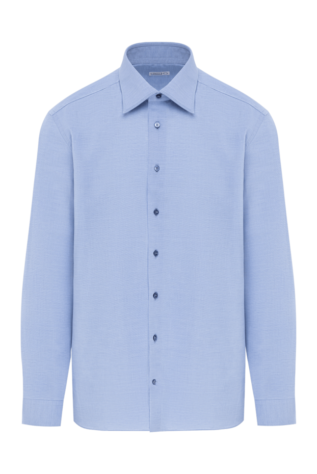 Zilli men's light blue cotton shirt with contrasting buttons 195192 - photo 1