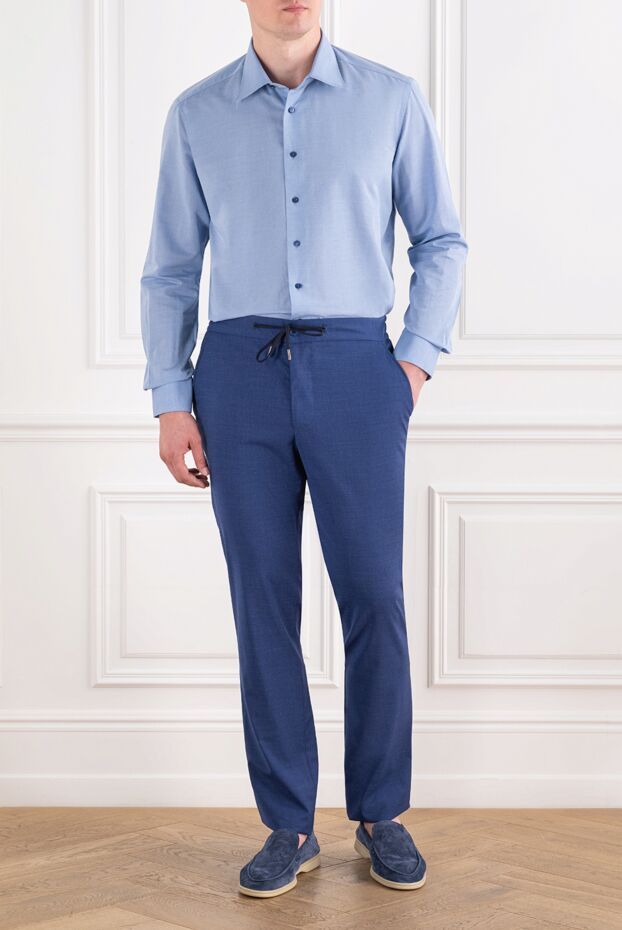 Zilli men's light blue cotton shirt with contrasting buttons 195192 - photo 3