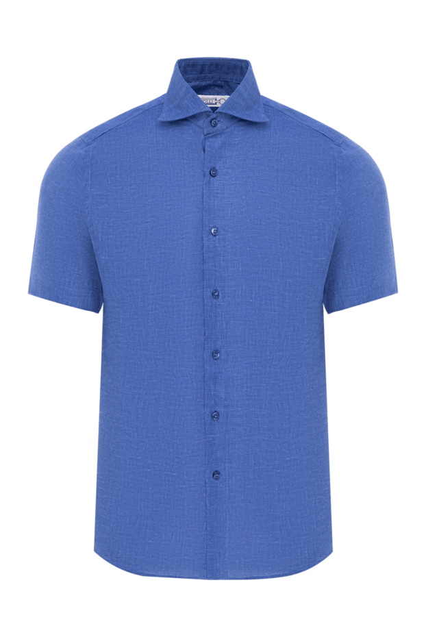 Zilli men's cornflower blue linen short sleeve shirt 195201 - photo 1