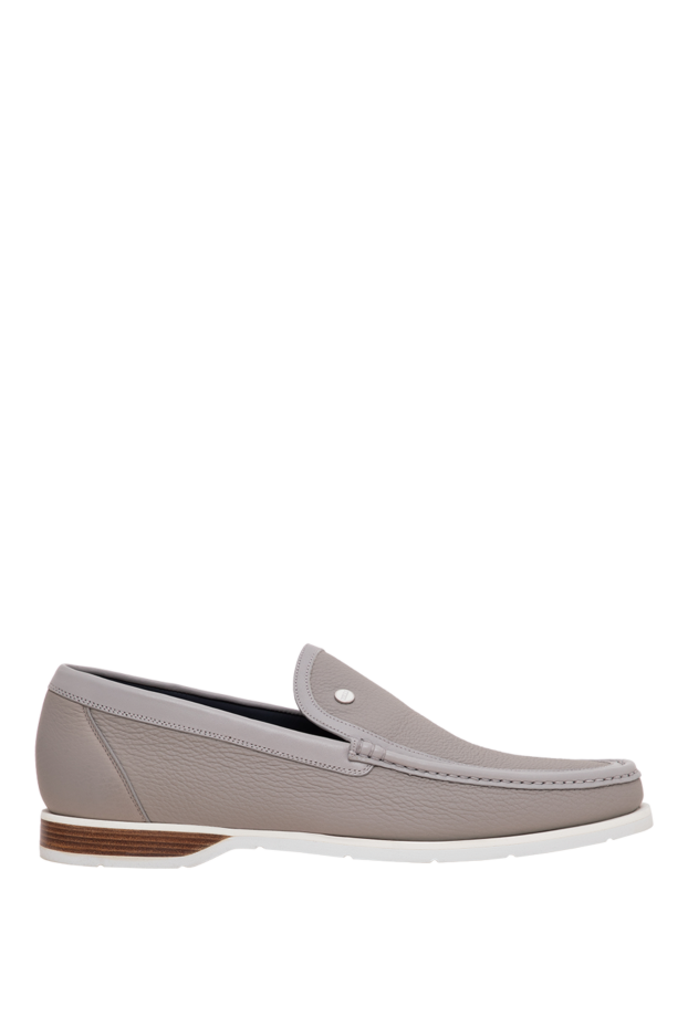 Zilli men's light gray grained leather loafers 195206 - photo 1