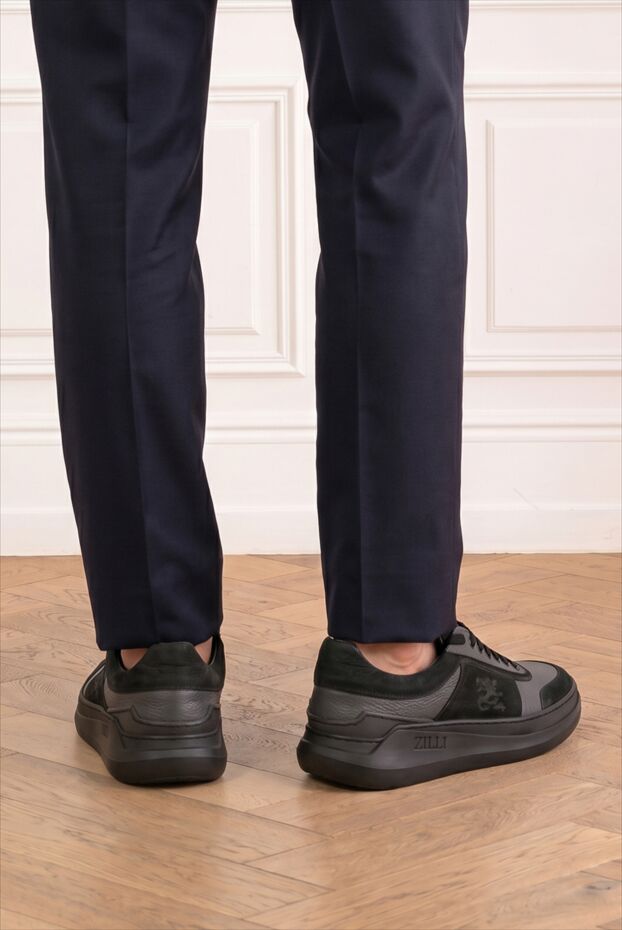 Zilli men's black leather sneakers with a chunky sole 195214 - photo 2