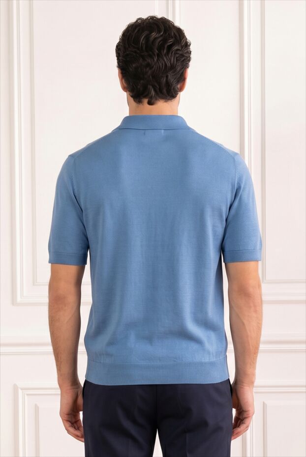 Zilli blue knit polo shirt with a textured geometric pattern 195241 - photo 2