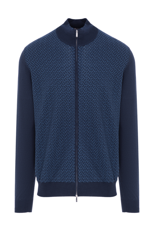 Zilli men's blue geometric pattern zip-up cardigan 195259 - photo 1