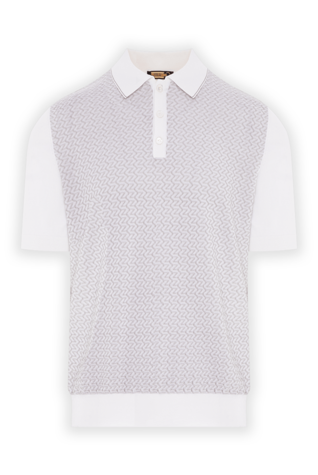 Zilli white knit polo shirt with buttons and a geometric micro pattern 195279 - photo 1