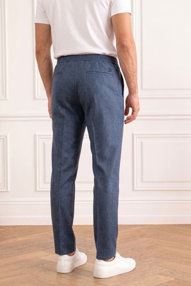 Zilli men's blue wool classic trousers in a melange color scheme 195309 - photo 2