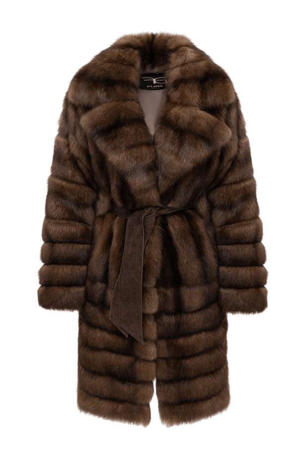 FG Furs sable robe coat with a wide collar and suede belt 195373 - photo 1