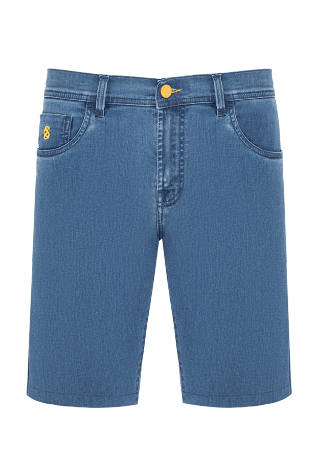 Scissor Scriptor men's denim bermuda shorts with contrasting yellow embroidery 195377 - photo 1