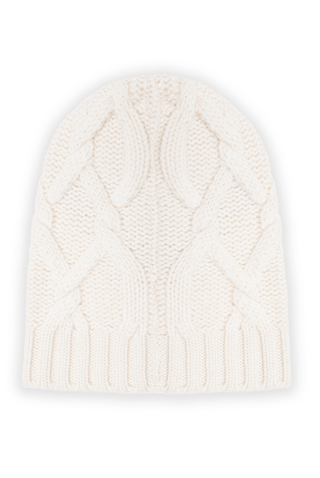 Panicale white wool beanie hat with textured braided braids 195417 - photo 3
