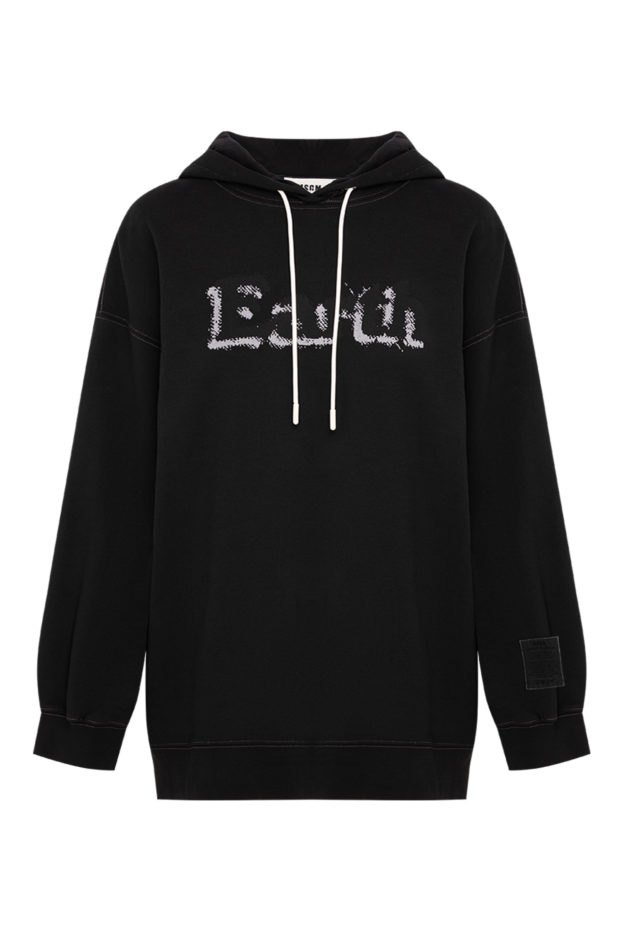 MSGM women's black cotton oversized hoodie with print 195442 - photo 1