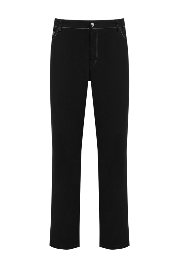 Zilli men's black skinny jeans with contrast stitching and heraldic embroidery 195601 - photo 1