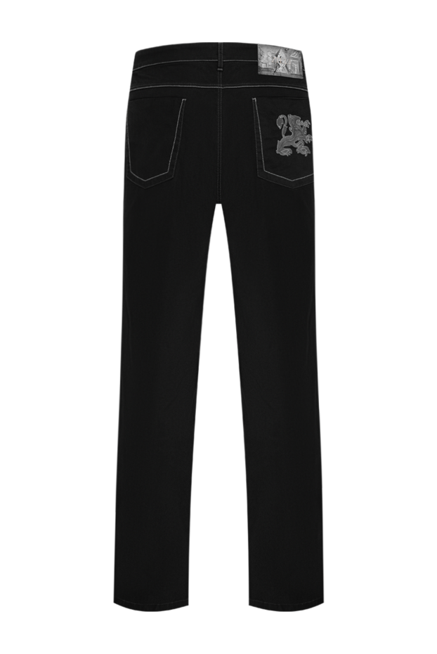 Zilli men's black skinny jeans with contrast stitching and heraldic embroidery 195601 - photo 2