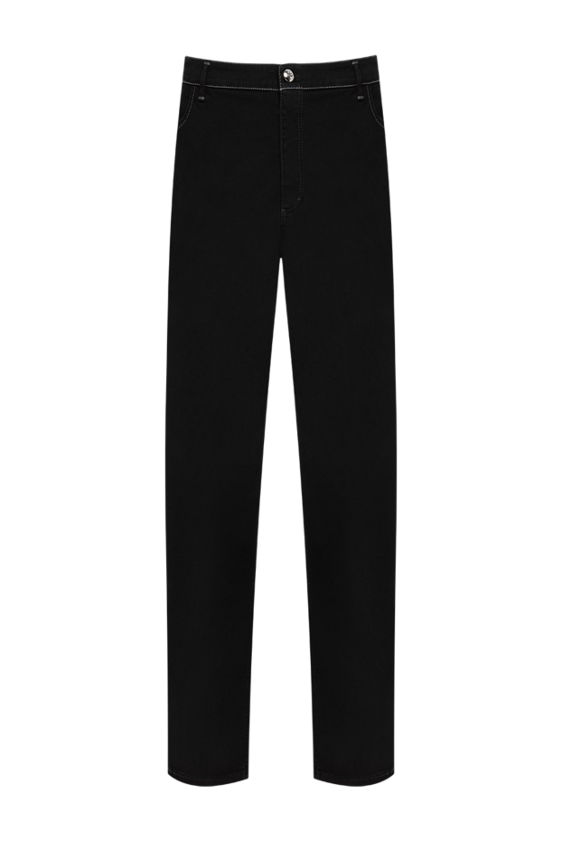 Zilli men's black skinny jeans with scalloped graphic stitching and patch 195604 - photo 1