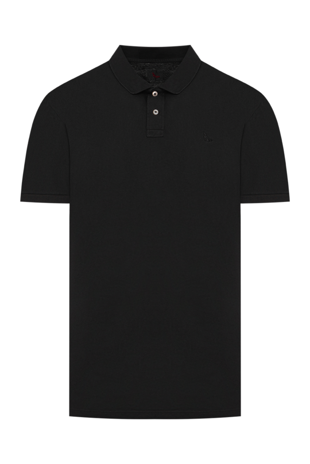 Gran Sasso men's black cotton polo shirt with simple embroidery 195639 - photo 1