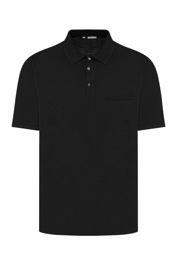 Brioni men's black knit polo shirt with patch pocket 195640 - photo 1