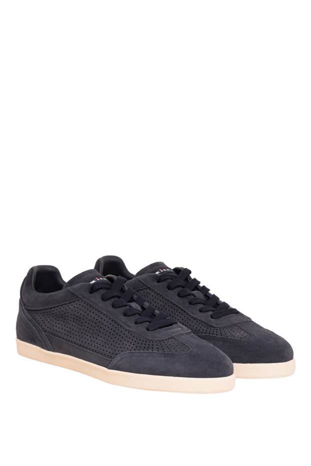 Kiton dark blue suede sneakers with perforations 195826 - photo 3