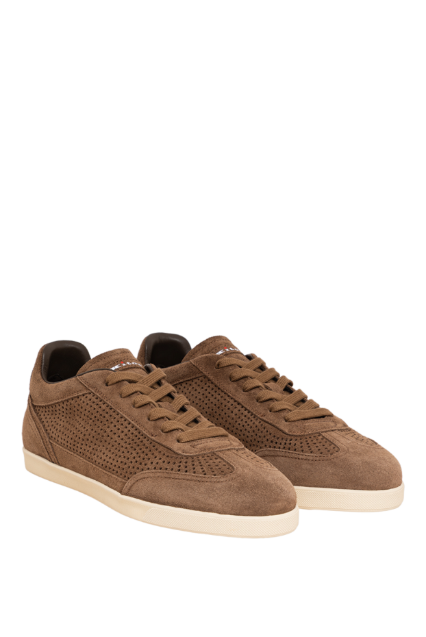 Kiton brown suede sneakers with perforations 195827 - photo 3