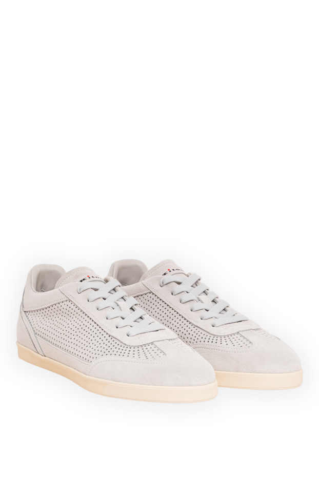Kiton gray suede sneakers with perforations and logo 195828 - photo 3