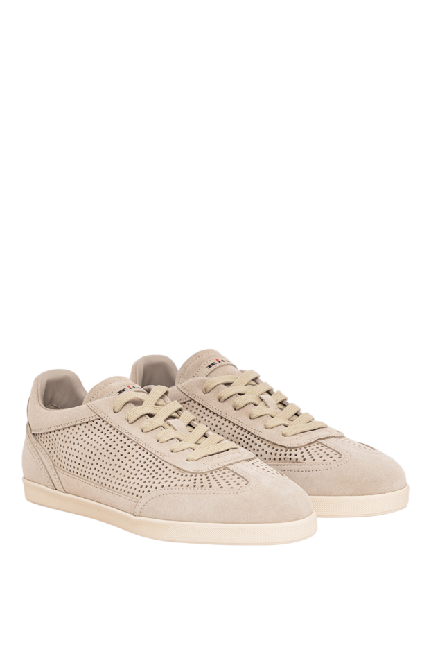 Kiton beige suede sneakers with perforations and a logo on the tongue 195829 - photo 3